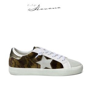 ntage Havana Kate Army Star Distressed White Leather Suede Sneakers NWT